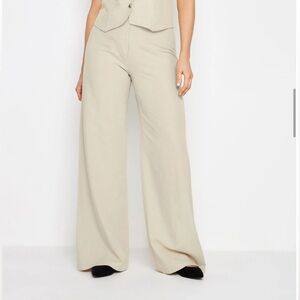 LTS Tall Stone Brown/ Linen Wide Leg Trousers/ US 4/6